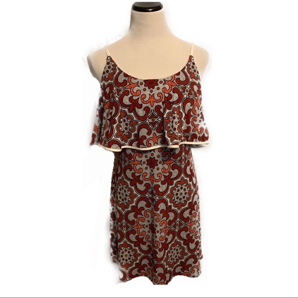 Judith March Wallpaper Ruffle Bodice Dress Sz S